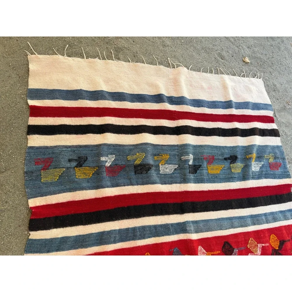 Guatemalan Mayan Momostenango Folk Art Throw Blanket 76x51 Guatemala Handwoven
